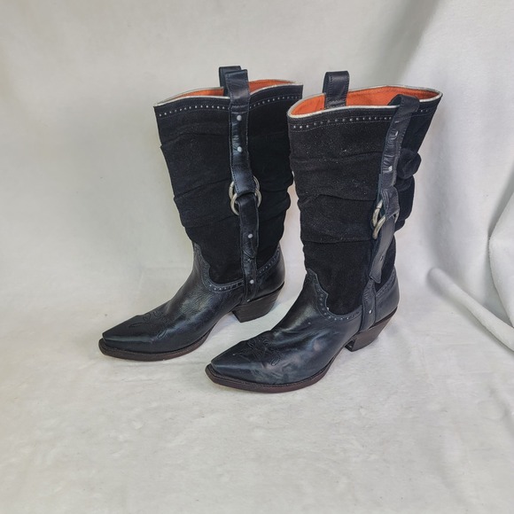 Lucchese Charlie Horse Black 8 B Western Boots Rock Whimsigoth Retro Cowgirl